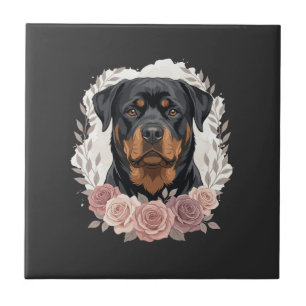 Blumen-Rottweiler-Hundeporträt-Sublimation Fliese