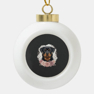 Blumen-Rottweiler-Hundeporträt-Sublimation Keramik Kugel-Ornament