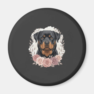 Blumen-Rottweiler-Hundeporträt-Sublimation Magnet