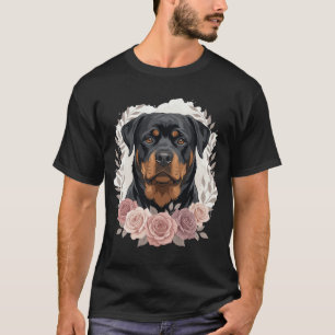 Blumen-Rottweiler-Hundeporträt-Sublimation T-Shirt