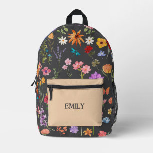 Blumen-Rucksack - Personalisierte Namens-Schultasc Bedruckter Rucksack