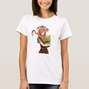 Blumen sammeln mit einem Drachen T-Shirt