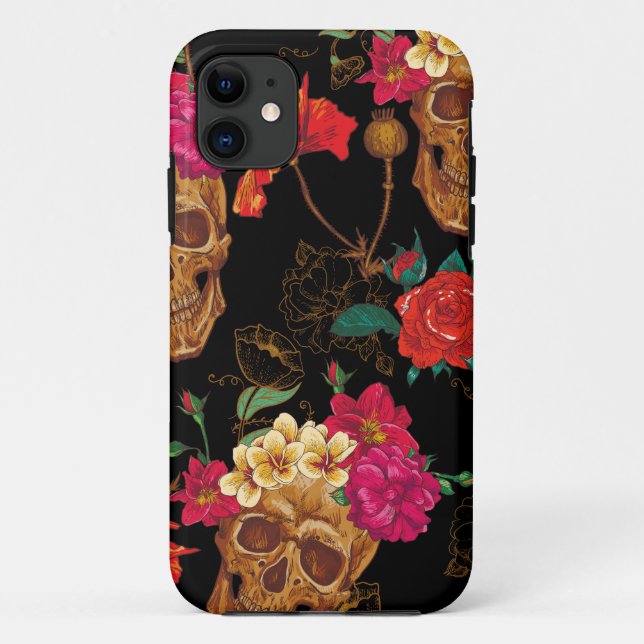 Blumen-Schädel Case-Mate iPhone Hülle (Rückseite)