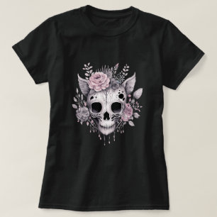 Blumen-Schädel-Creepy-Cute-Gothic-T-Shirt T-Shirt