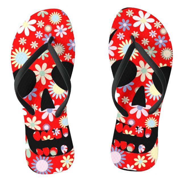 Blumen-Schädel-Flip-Flops Flip Flops (Fußbett)