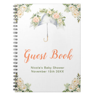 Blumen-Schirm-Baby-Shower-Gästebuch Notizblock