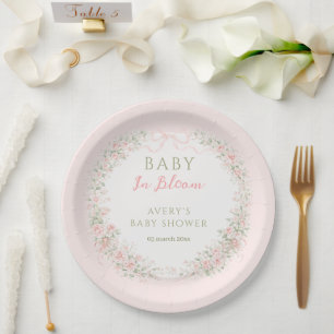 Blumen-Schleife Baby in Blüte Mädchen Baby-Party Pappteller