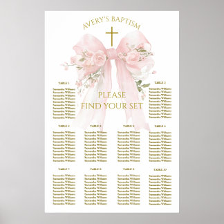 Blumen-Schleife Elegante Blumenmädchen-Taufe Poster