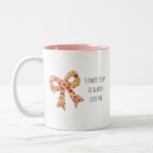 Blumen-Schleife-Kaffeetasse | Süßes botanisches Ge