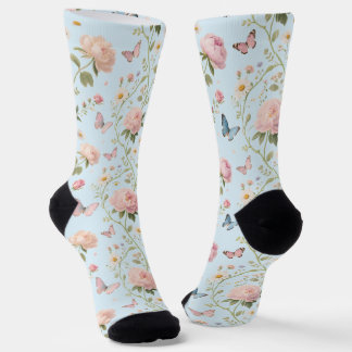 Blumen-Schmetterling-Aquarell-Socken Socken
