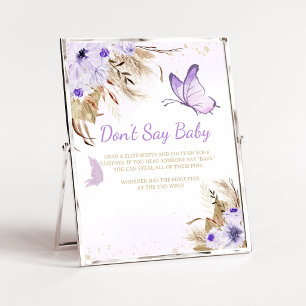 Blumen-Schmetterling-Baby-Party - Schild "Sag nich