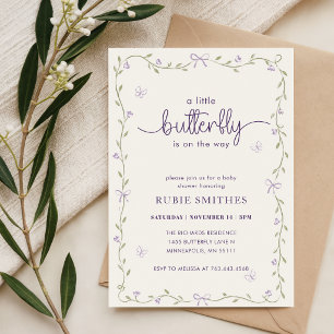 Blumen-Schmetterling-Babyshower mit floraler Schle Einladung