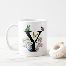 Blumen-Schmetterling-Monogramm Buchstabe Y