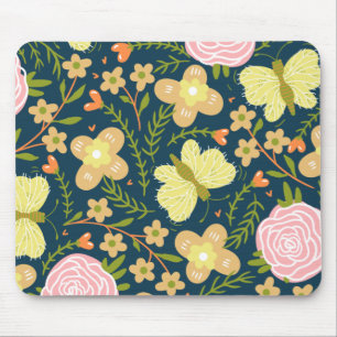 Blumen, Schmetterling und Glamour Nahtlos Elegant Mousepad