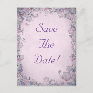 Blumen & Schmetterlings Hochzeit Save The Date Ankündigungspostkarte