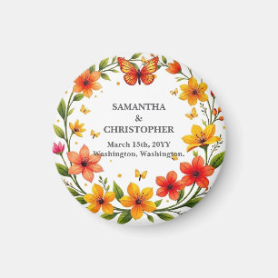 Blumen-Schmetterlings-Kranz Hochzeit Benutzerdefin Magnet
