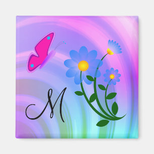 Blumen-Schmetterlings-Magnet des Monogramm-M Magnet