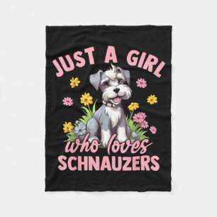 Blumen-Schnauzer-Hund Ein Mädchen, das Schnauzer l Fleecedecke