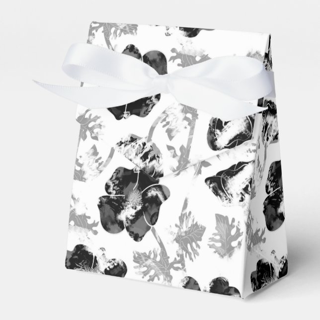 Blumen, Schwarz und Weiß Geschenkschachtel (Vorderseite)