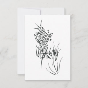 Blumen Schwarz Weiß Abstrakt Stammes Tattoo Kunst Dankeskarte
