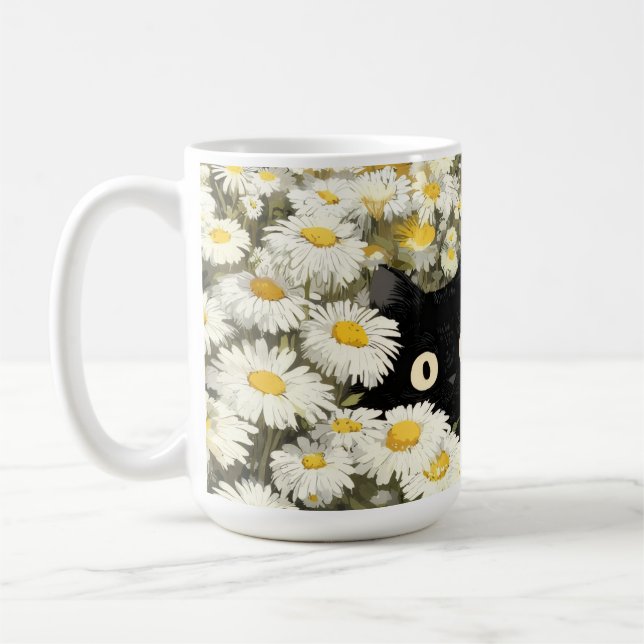 Blumen-Schwarze-Katze-Tasse Kaffeetasse (Links)