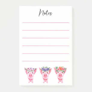 Blumen-Schweine-Post-It-Notizen Post-it Klebezettel