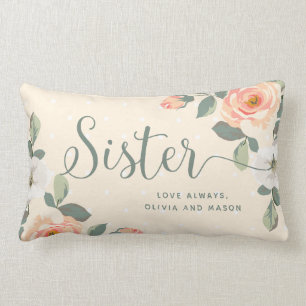 Blumen Schwester des hübschen Pfirsich- Lendenkissen