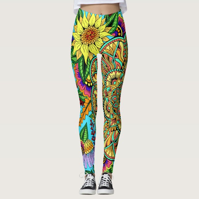 Blumen-SeiteMandala Leggings (Vorderseite)
