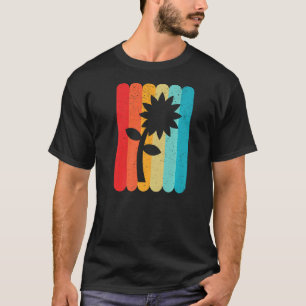 Blumen-Silhouette Retro Vintage Linien 70er 80er D T-Shirt