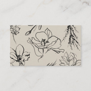 Blumen Skizze Beige Unterschrift Schrift Elegant Visitenkarte