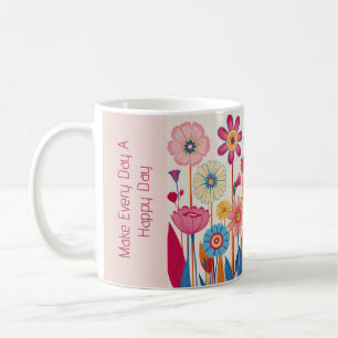 Blumen-Slogan im Stil der 60er Jahre Kaffeetasse