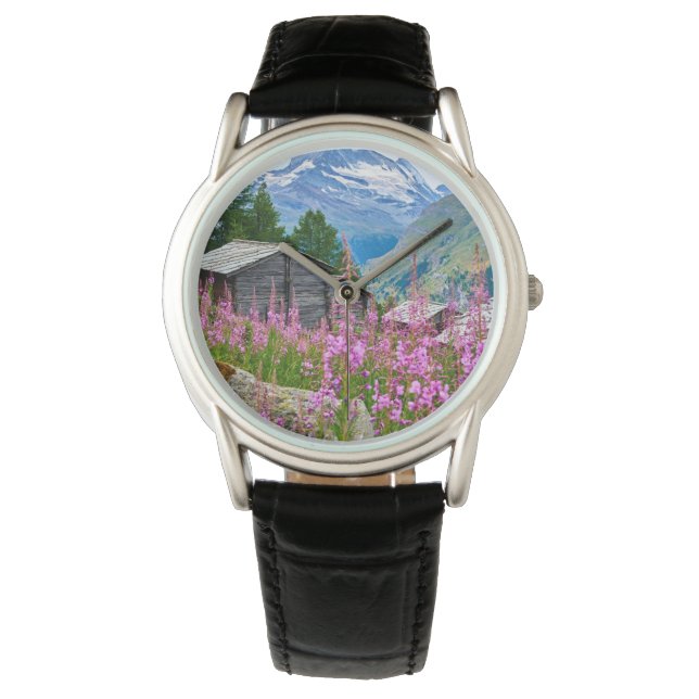 Blumen | Sommermatterhorn Schweiz Armbanduhr (Vorderseite)