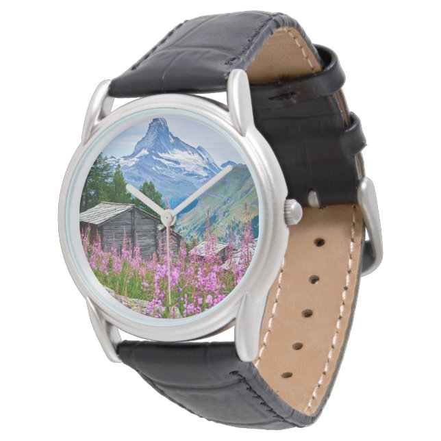 Blumen | Sommermatterhorn Schweiz Armbanduhr (Schrägansicht)