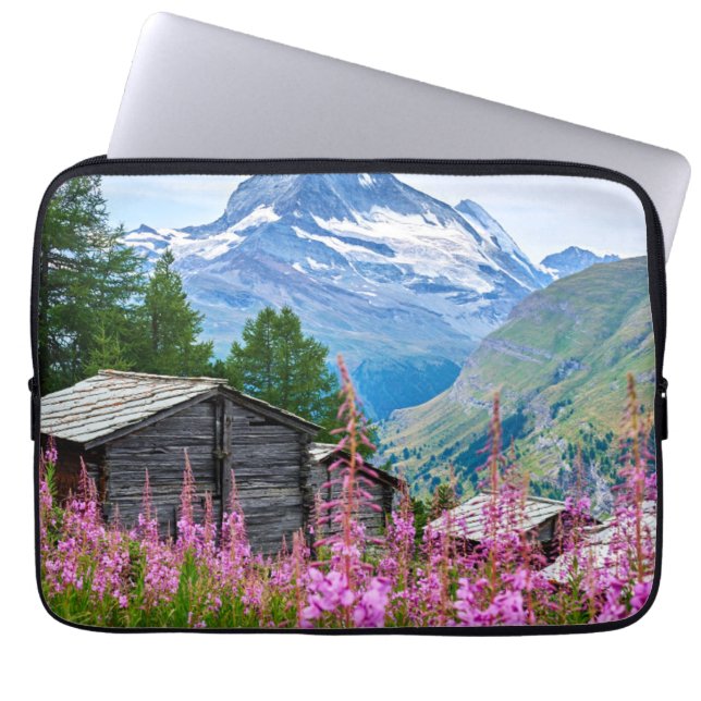 Blumen | Sommermatterhorn Schweiz Laptopschutzhülle (Vorderseite)