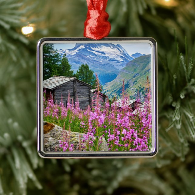 Blumen | Sommermatterhorn Schweiz Ornament Aus Metall (Baum)