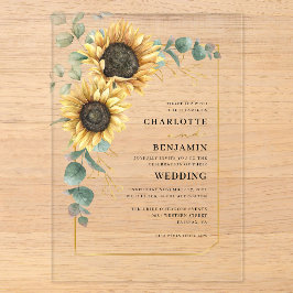 Blumen Sonnenblumen Elegante Hochzeit Acryleinladungen