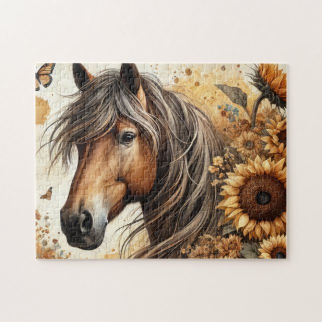 Blumen-Sonnenblumen-Pferd (Horizontal)