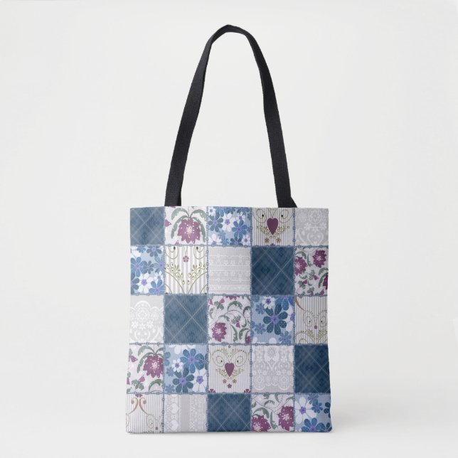 Blumen-Spitze: Nahtloser Patchwork-Hintergrund. Tasche (Vorderseite)