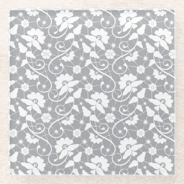 Blumen-Spitzenmuster Glasuntersetzer (Vorderseite)