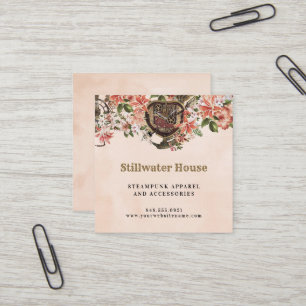 Blumen-Steampunk Quadratische Visitenkarte