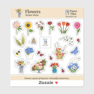 Blumen-Stickerbogen Aufkleber