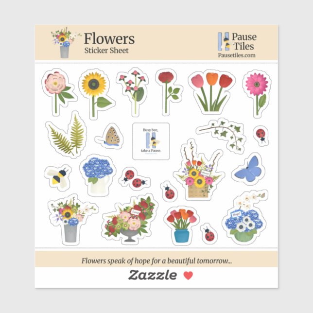 Blumen-Stickerbogen Aufkleber (Blatt)