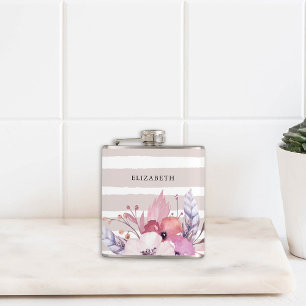 Blumen & Streifen Flachmann