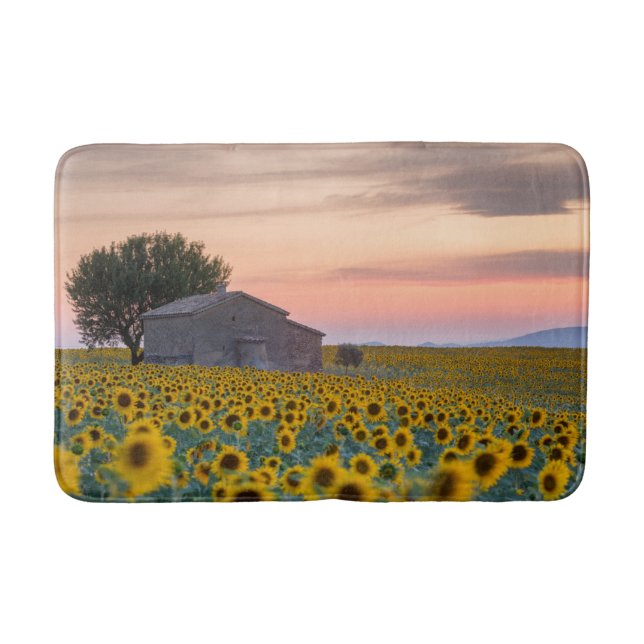 Blumen | Sunflower Field Provence, Frankreich Badematte (Vorderseite)