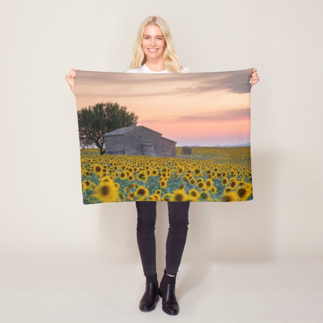 Blumen | Sunflower Field Provence, Frankreich Fleecedecke (Beispiel)