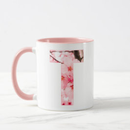 Blumen-T-Initial-Tasse | Personalisierter Name & E Tasse