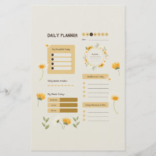 Blumen-Tagesplaner mit Sonnenblumen und Gänseblümc Briefpapier