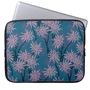 Blumen Tapete: Asiatisch navyblau, rosa. Laptopschutzhülle