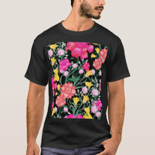 Blumen Tapete Große Blumen Muster T-Shirt