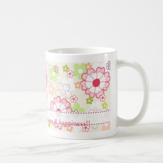 Blumen-Tasse bunte Blumen Kaffeetasse (Rechts)